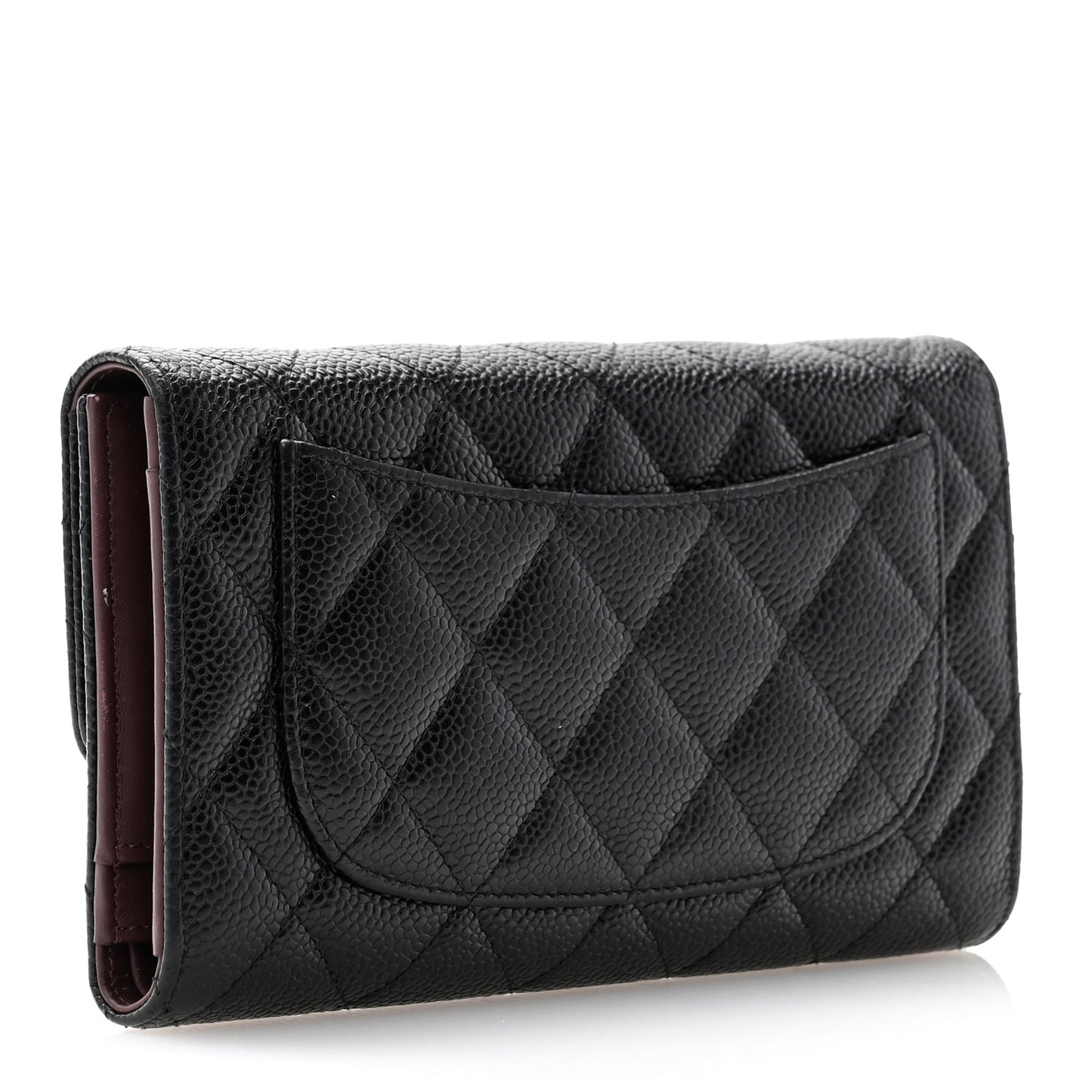 Caviar Quilted Large Flap Wallet Black