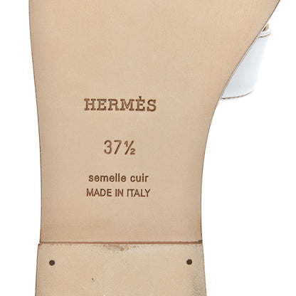Hermes Box Calfskin Oran Sandals 37.5 White 7 of 9