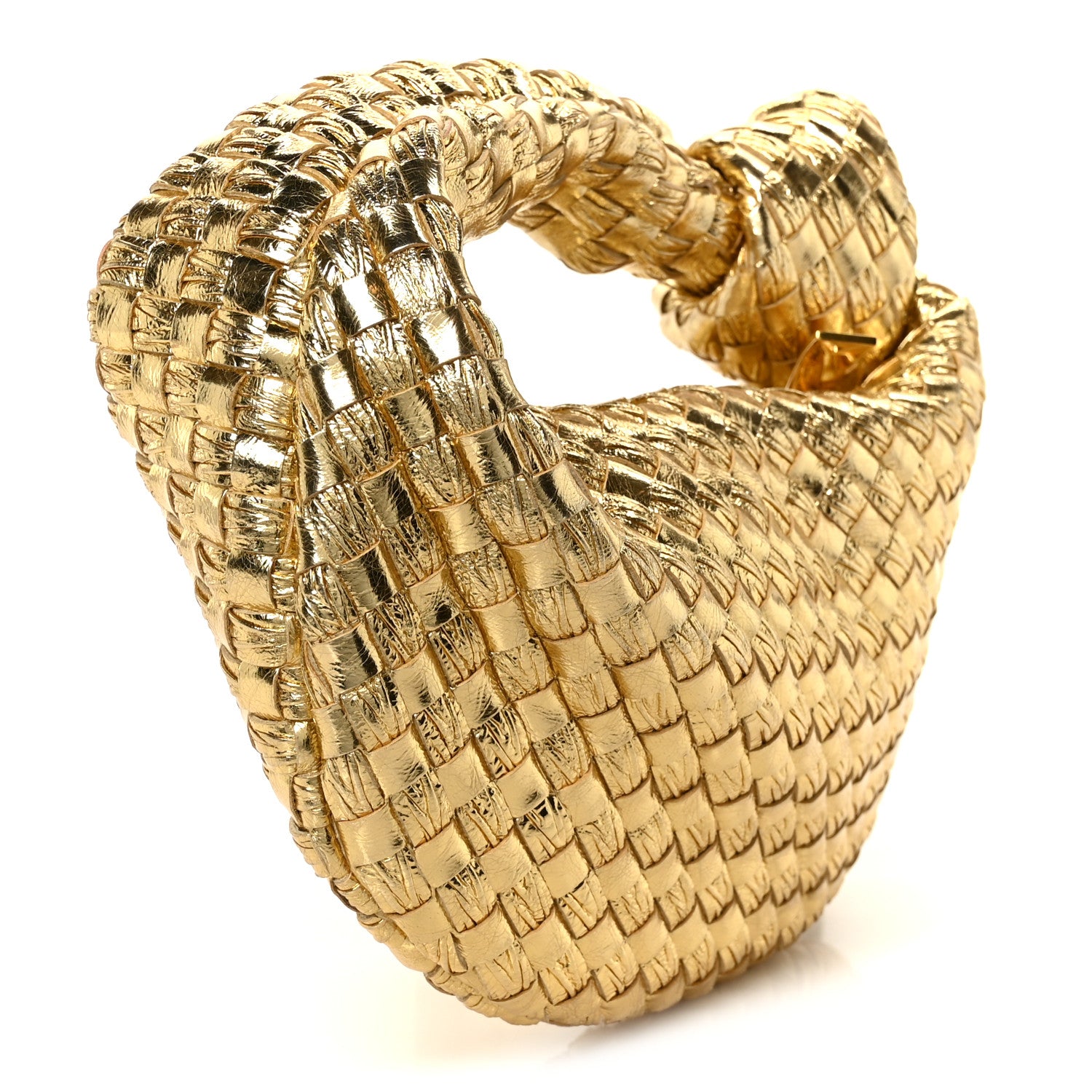Bottega Veneta Laminated Calfskin Pressed Intreccio Mini Jodie Gold 3 of 11