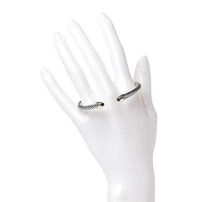 David Yurman Sterling Silver 14K Yellow Gold Peridot 5mm Cable Classics Bracelet 2 of 5