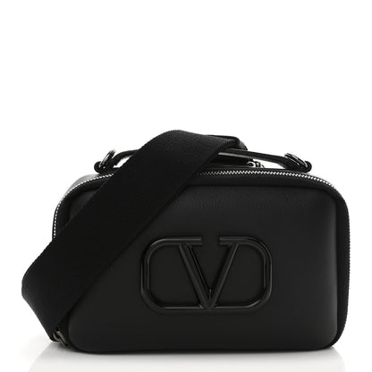 Valentino Garavani Calfskin Lacquered Vlogo Crossbody Bag Black 1 of 9