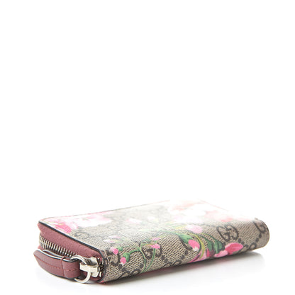 Gucci GG Supreme Monogram Blooms Zip Around Card Case Wallet Beige Multicolor Dry Rose 4 of 10