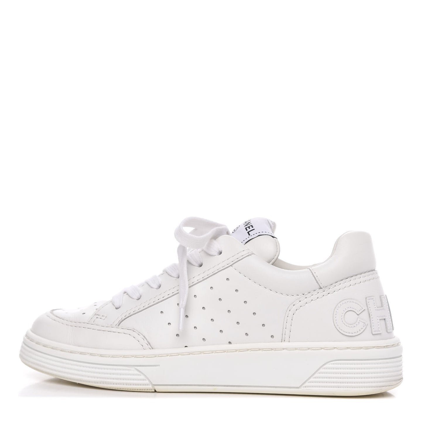 Calfskin Womens Logo Sneakers 36 White