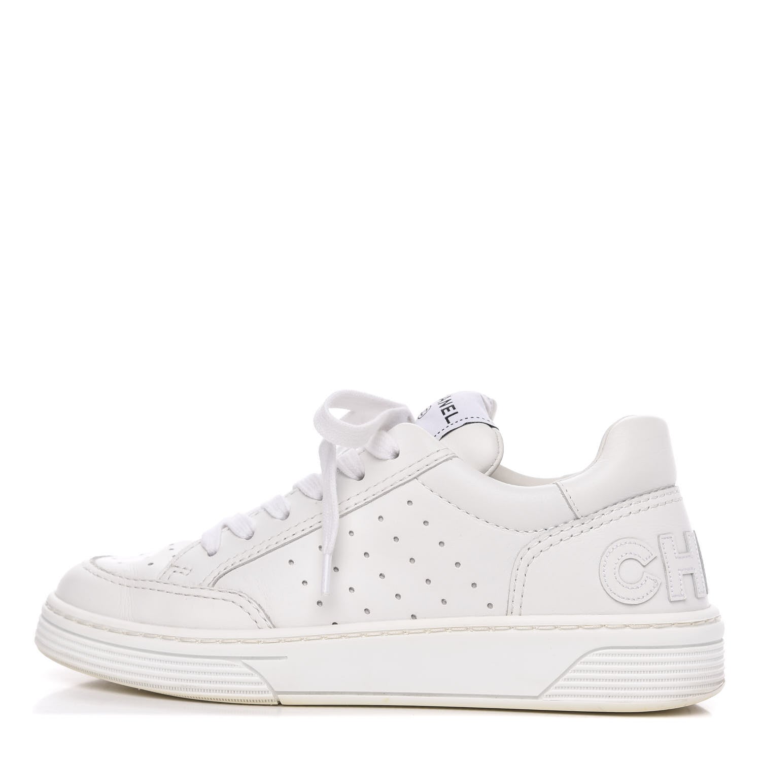Chanel Calfskin Womens Logo Sneakers 36 White 1 of 10