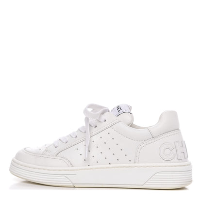 Chanel Calfskin Womens Logo Sneakers 36 White 1 of 10