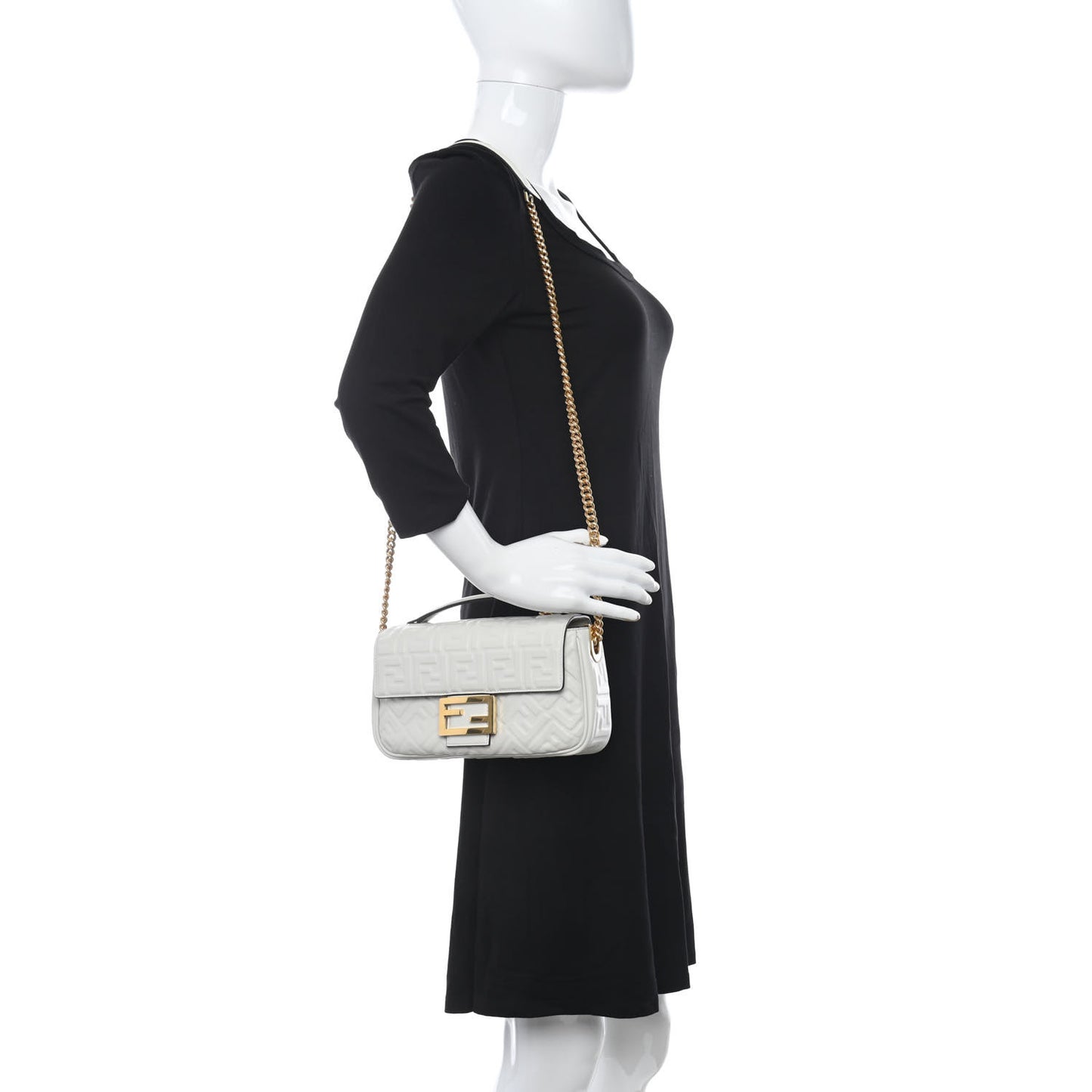 Nappa FF 1974 Embossed Baguette White