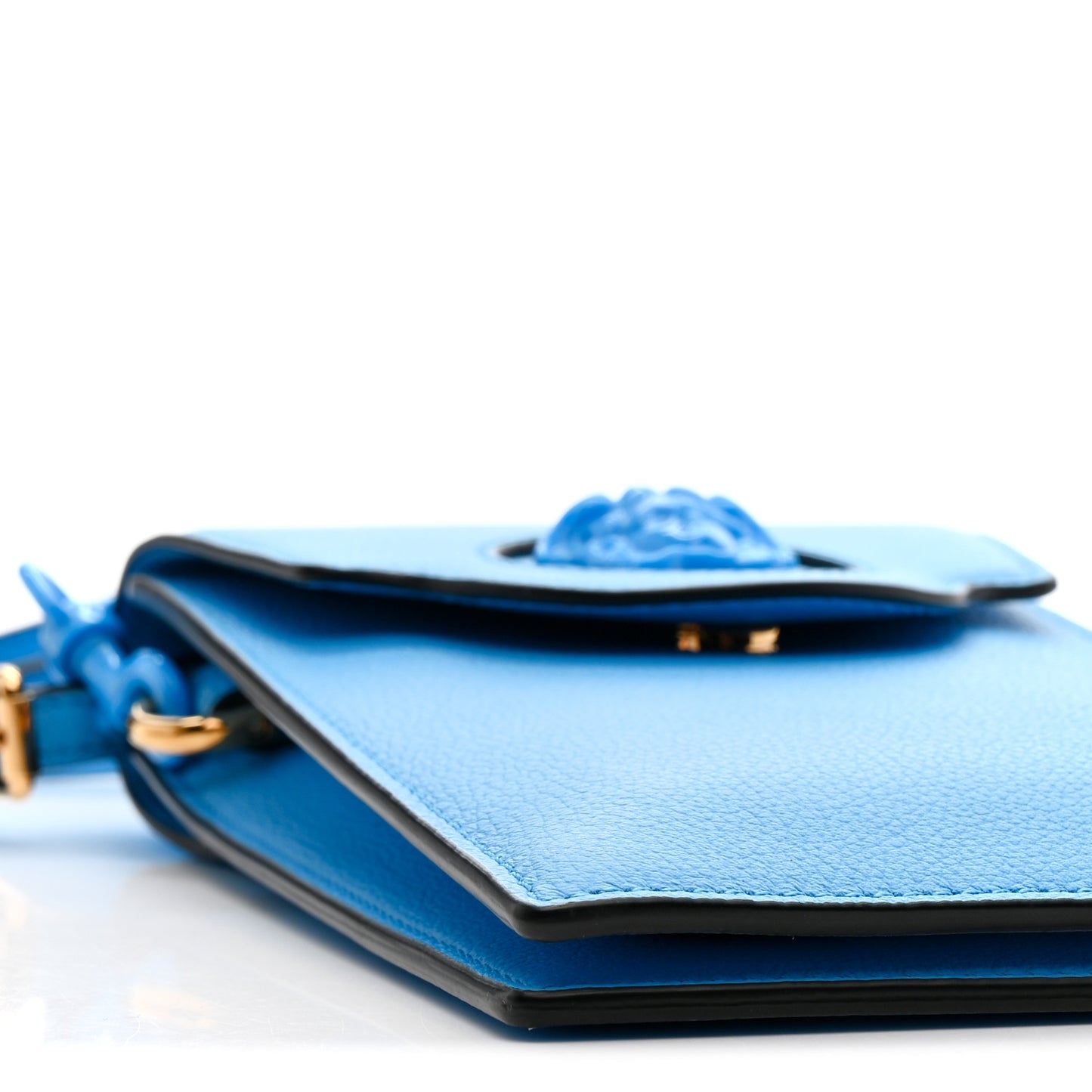 Calfskin La Medusa Chain Crossbody Phone Pouch DV Blue