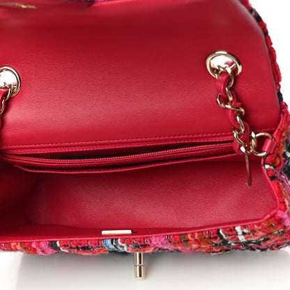 Chanel Tweed Quilted Mini Rectangular Flap Red Pink Black 5 of 12