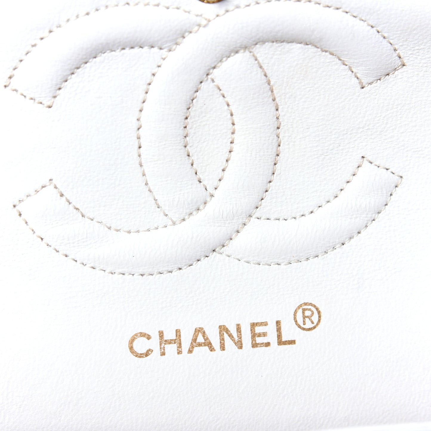 Lambskin Quilted Medium Double Flap White