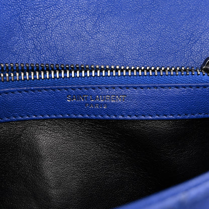 Saint Laurent Sheepskin Matelasse Chevron Monogram Medium College Bag Royal Blue 6 of 10