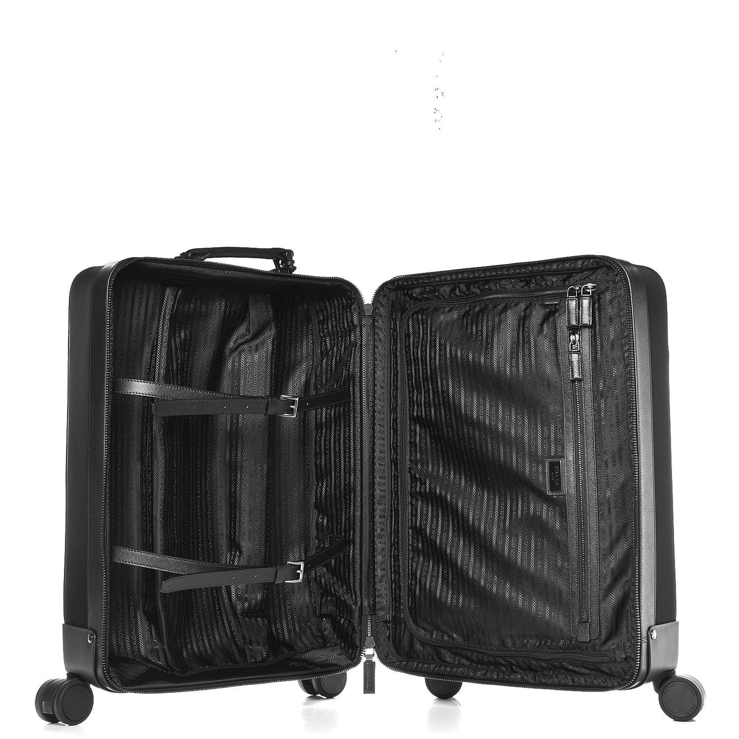 Tessuto Nylon Saffiano Trolley Luggage Black