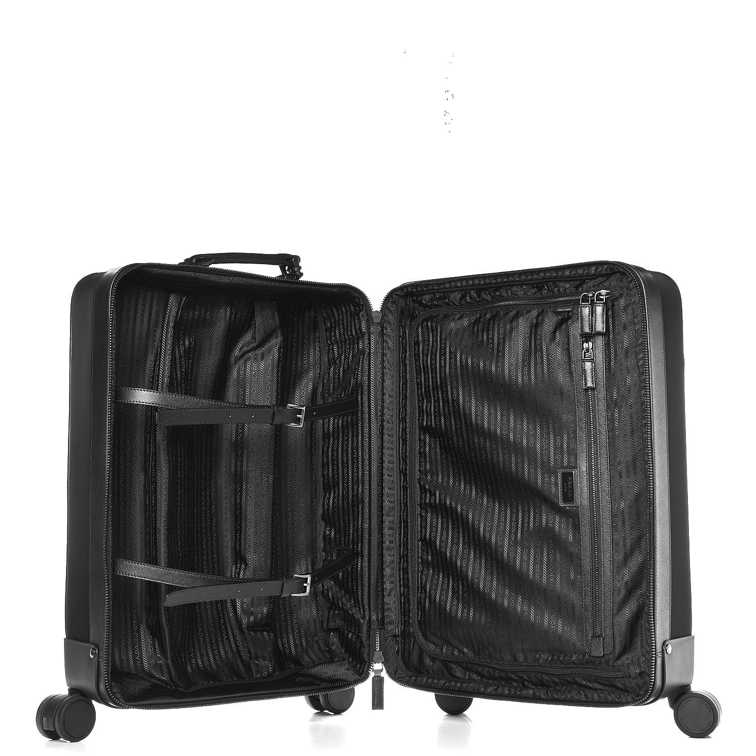 Prada Tessuto Nylon Saffiano Trolley Luggage Black 5 of 10