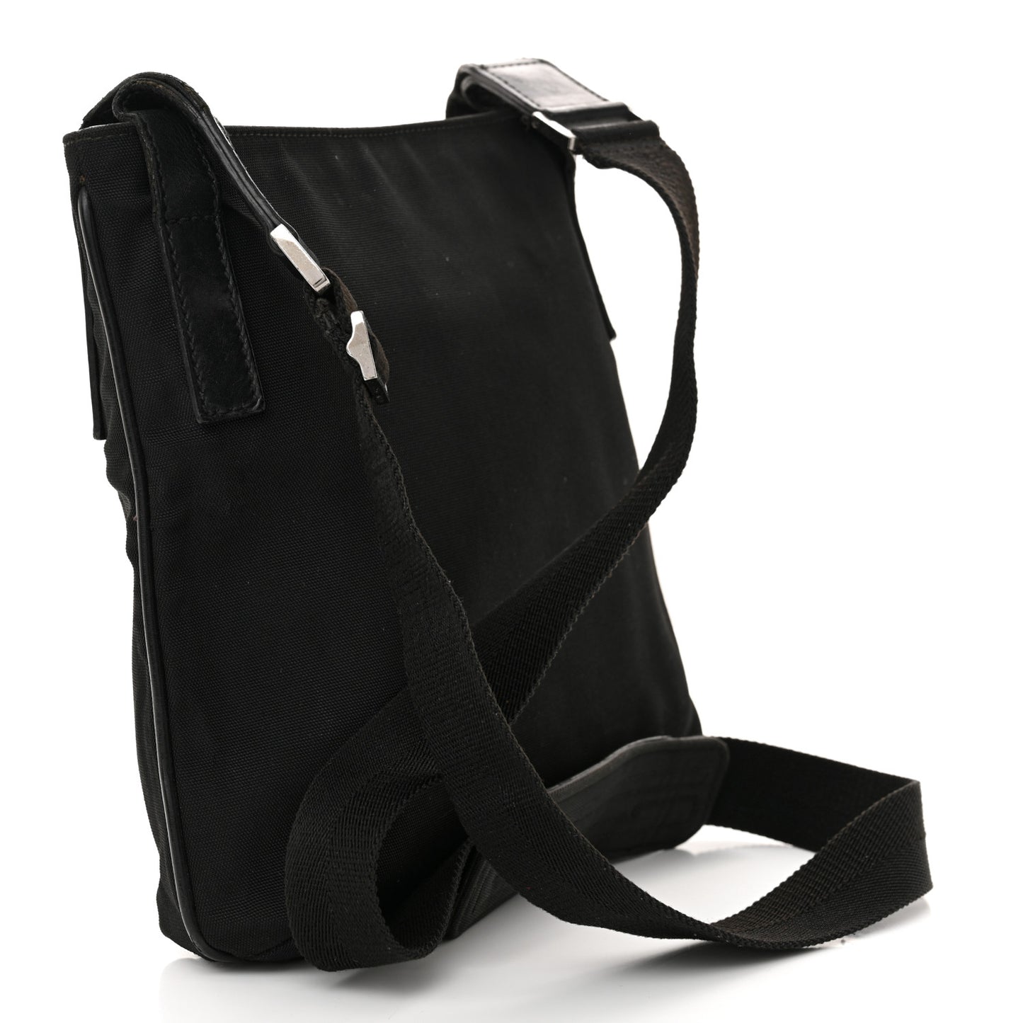 Canvas Flat Messenger Bag Black