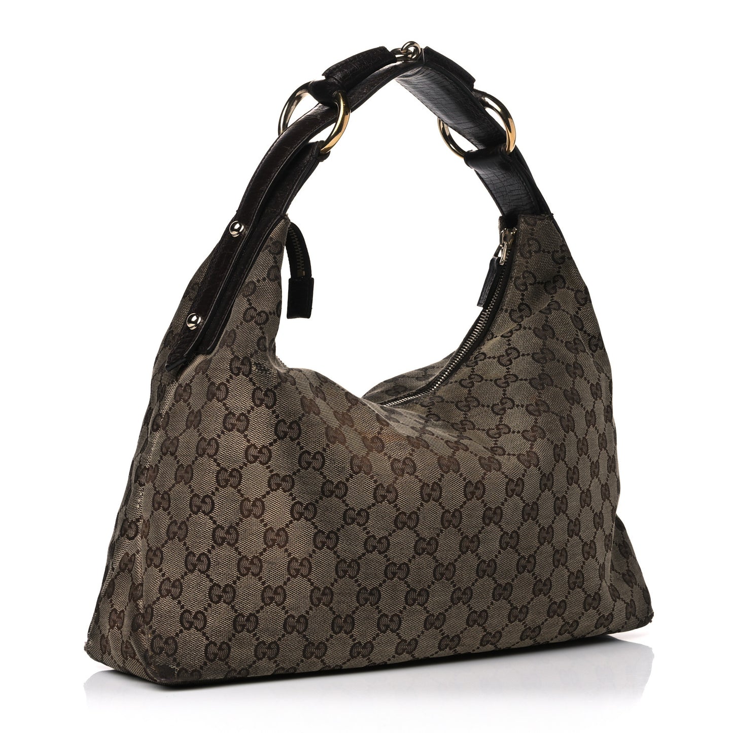 Monogram Medium Horsebit Chain Hobo Dark Brown