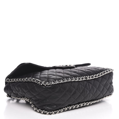 Chanel Washed Lambskin Quilted Maxi Chain Around Flap Black 4 of 11