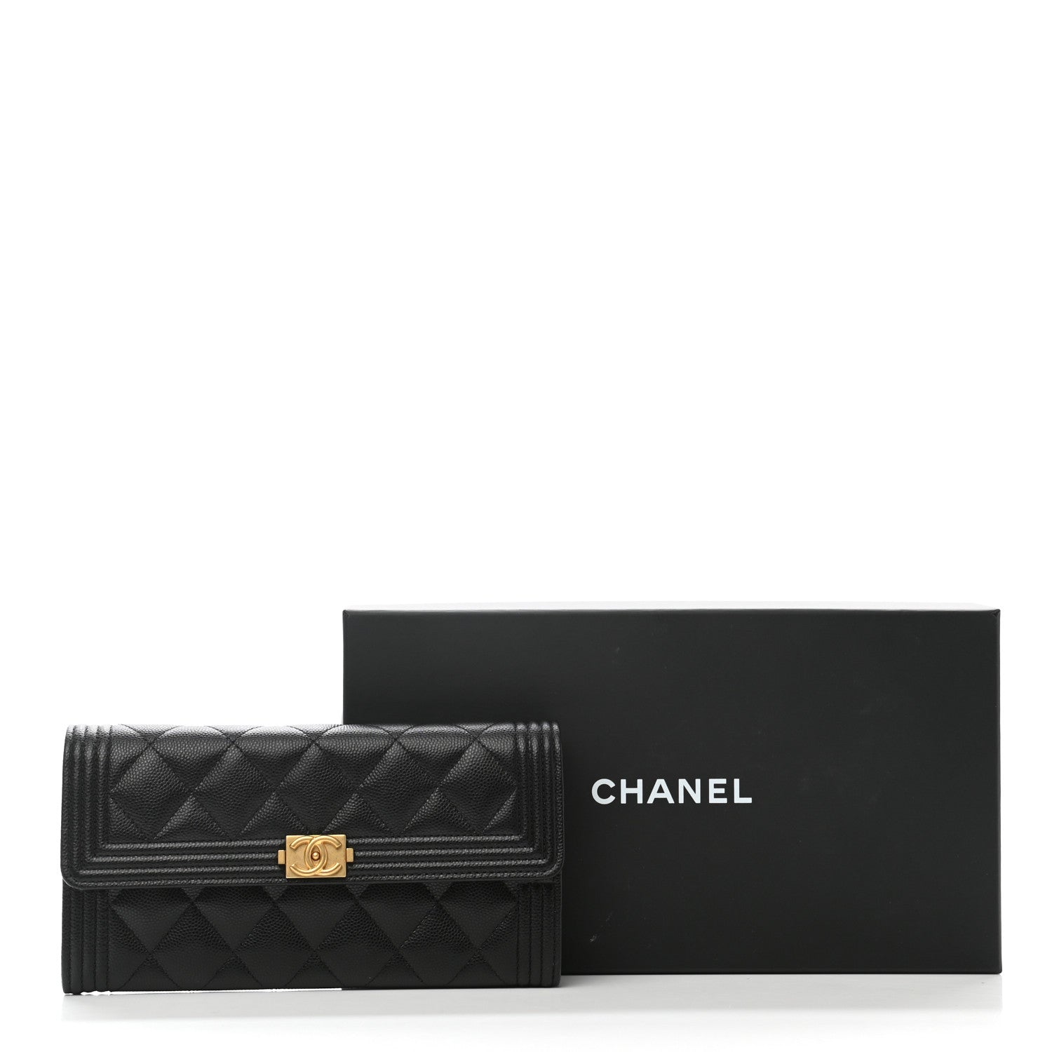 Chanel Caviar Quilted Large Boy Gusset Flap Wallet Black 9 of 9
