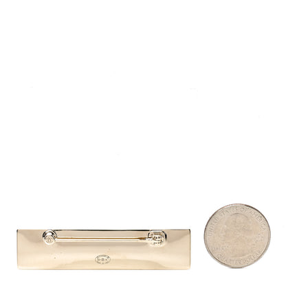 Chanel Metal Enamel Logo Brooch Gold 2 of 3