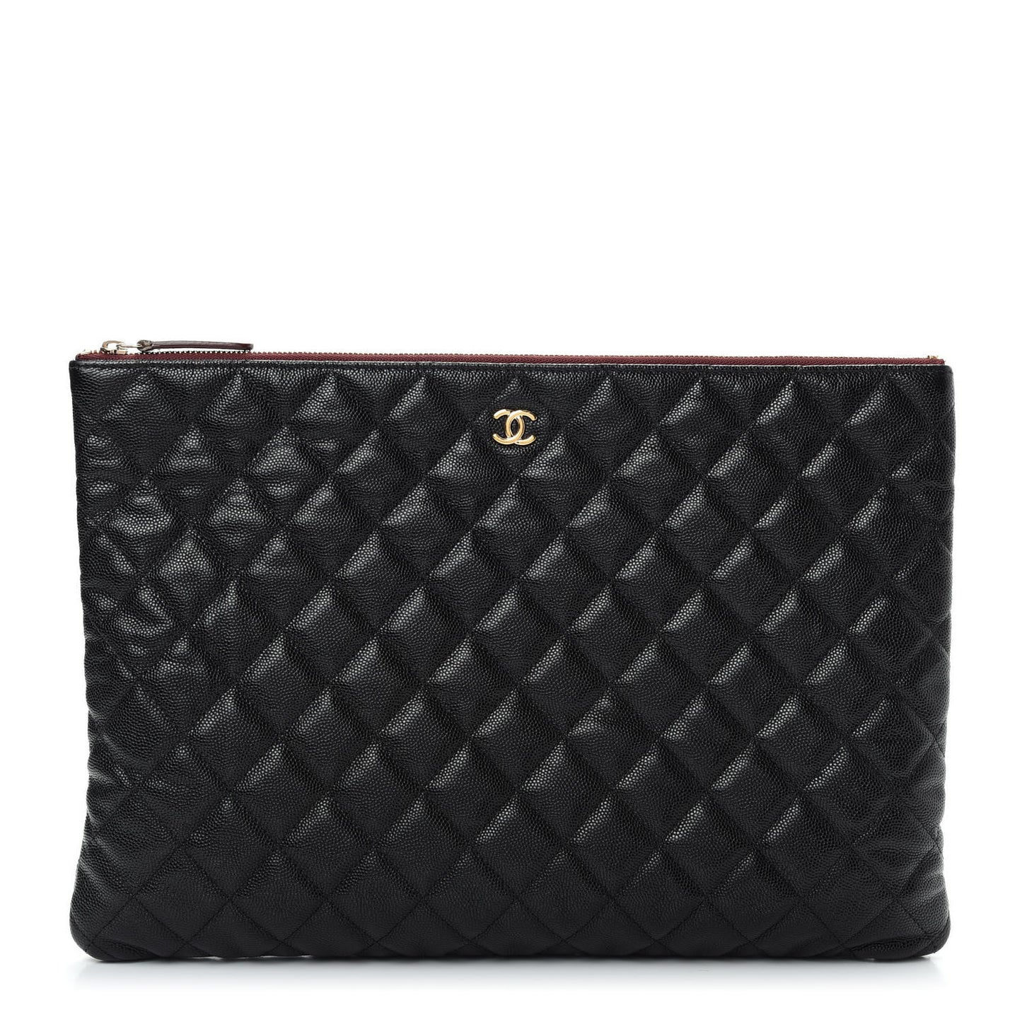 Caviar Quilted Large Cosmetic Case Black