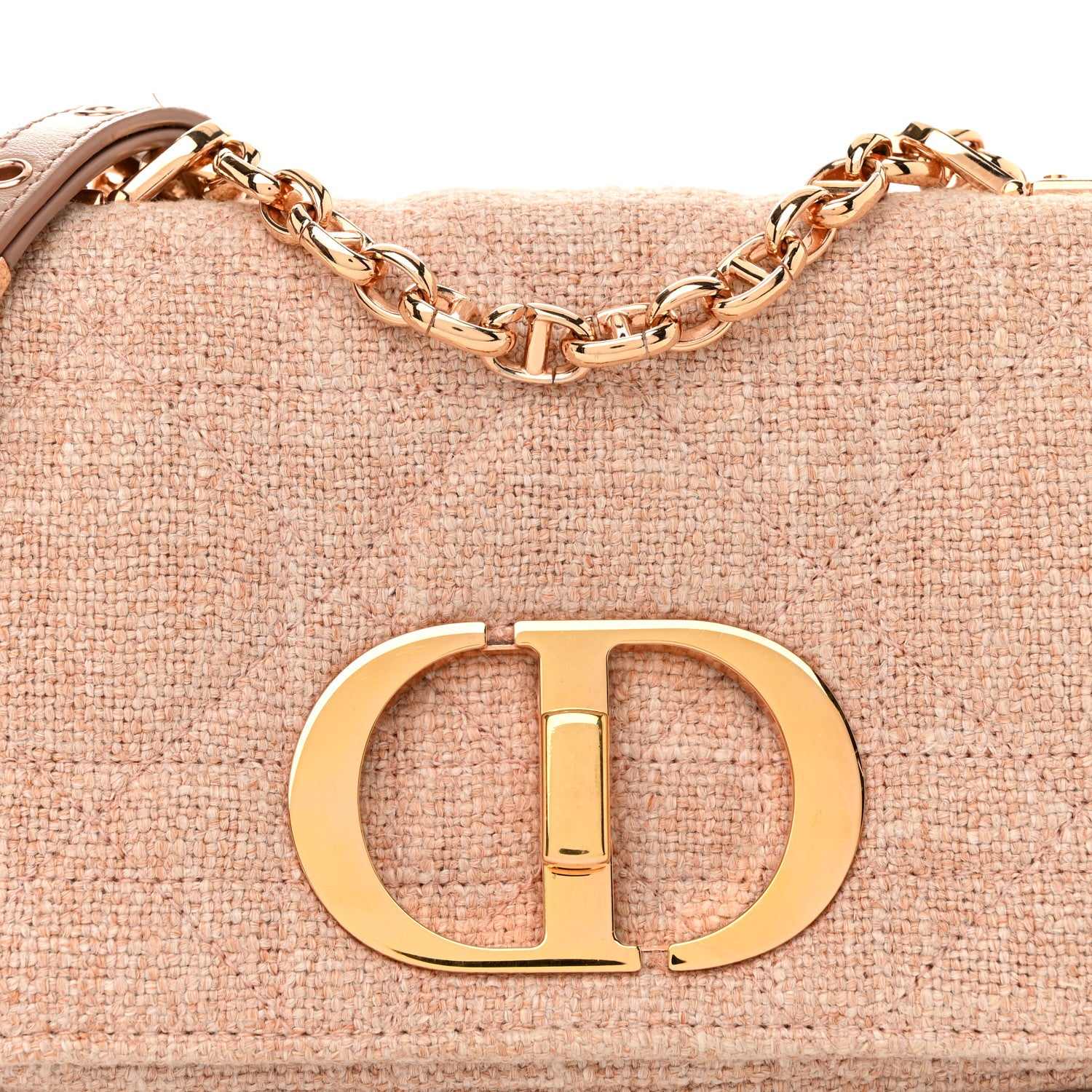 Christian Dior Linen Macrocannage Small Caro Bag Rose 8 of 10