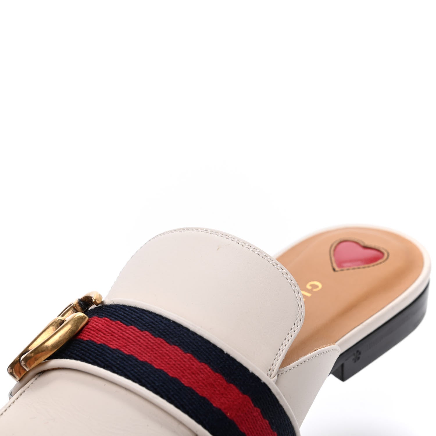 Gucci Calfskin Web Womens Peyton GG Slippers 36.5 White 10 of 13