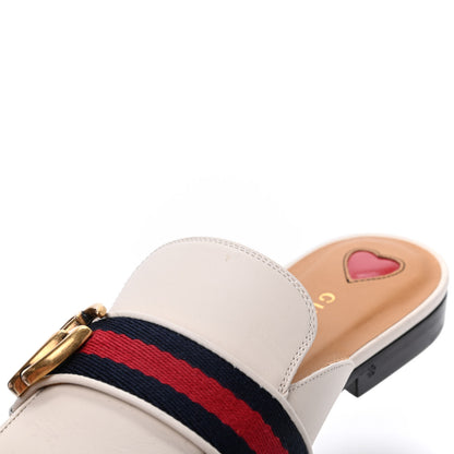 Gucci Calfskin Web Womens Peyton GG Slippers 36.5 White 10 of 13