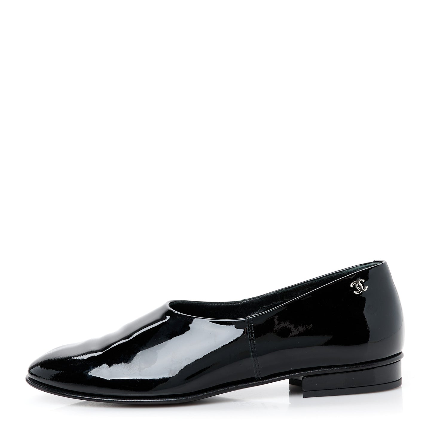 Patent Calfskin Moccasin Loafers 36.5 Black