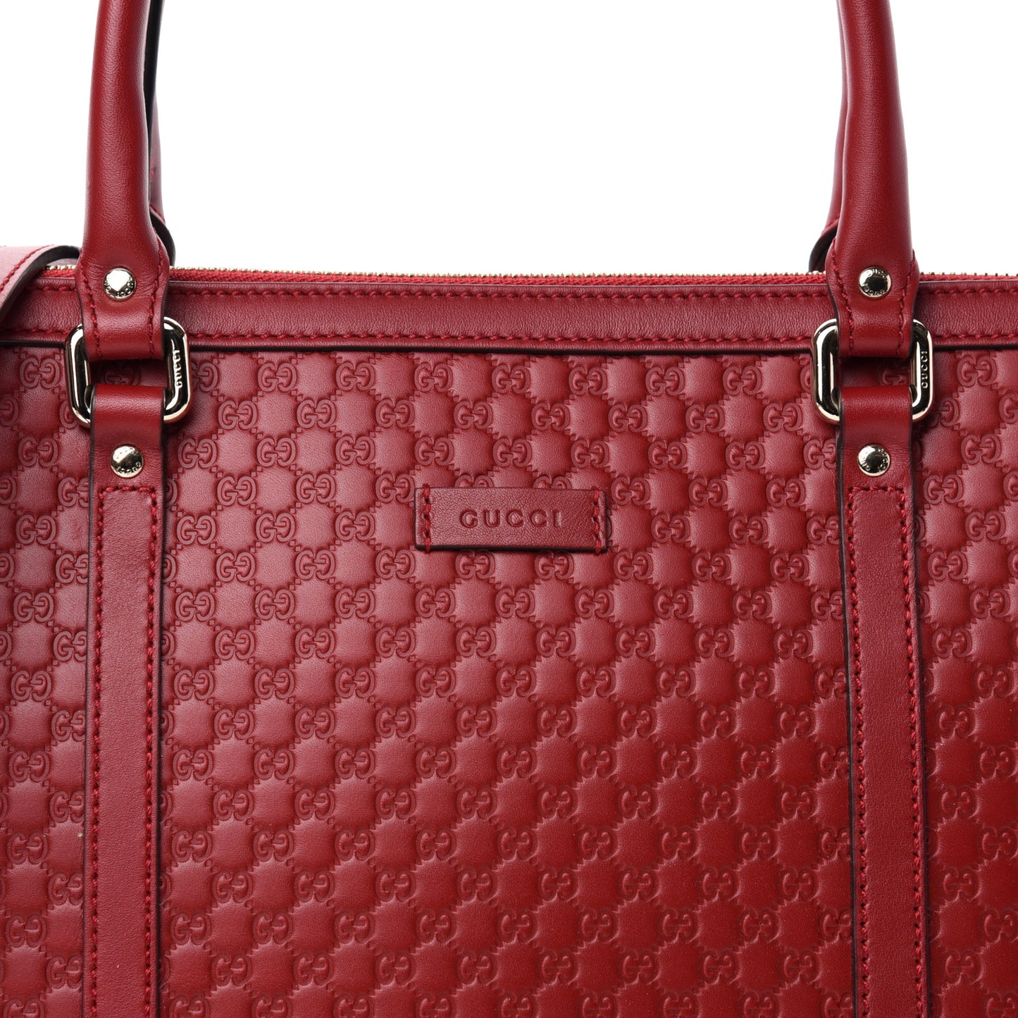 Soft Microguccissima Small Zippered Satchel Rosso