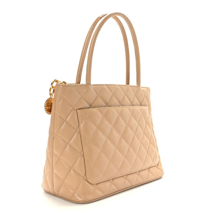 Chanel Caviar Quilted Medallion Tote Beige 3 of 10