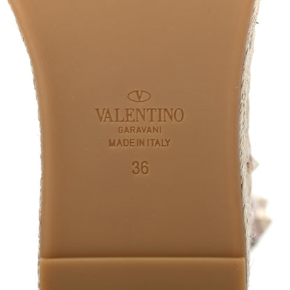 Valentino Garavani Grained Calfskin Rockstud Ankle Wrap Espadrille Flatform Sandals 36 Rose Quartz 6 of 8