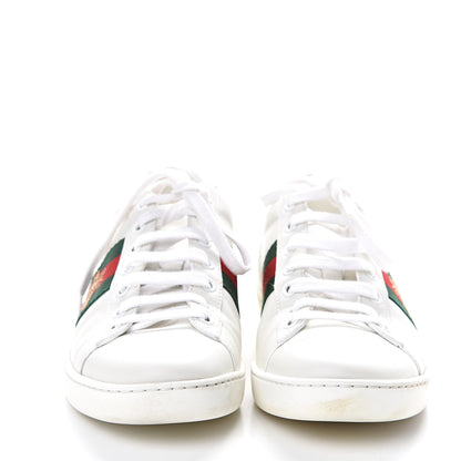 Gucci Calfskin Ayers Bee Embroidered Womens Ace Sneakers 35.5 White Green 2 of 11