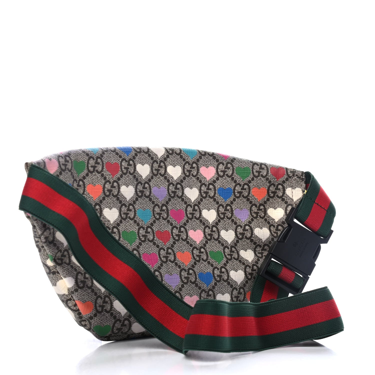 Gucci Soft GG Supreme Monogram Hearts Web Childrens Belt Bag Beige Ebony Multicolor Freesia 2 of 4