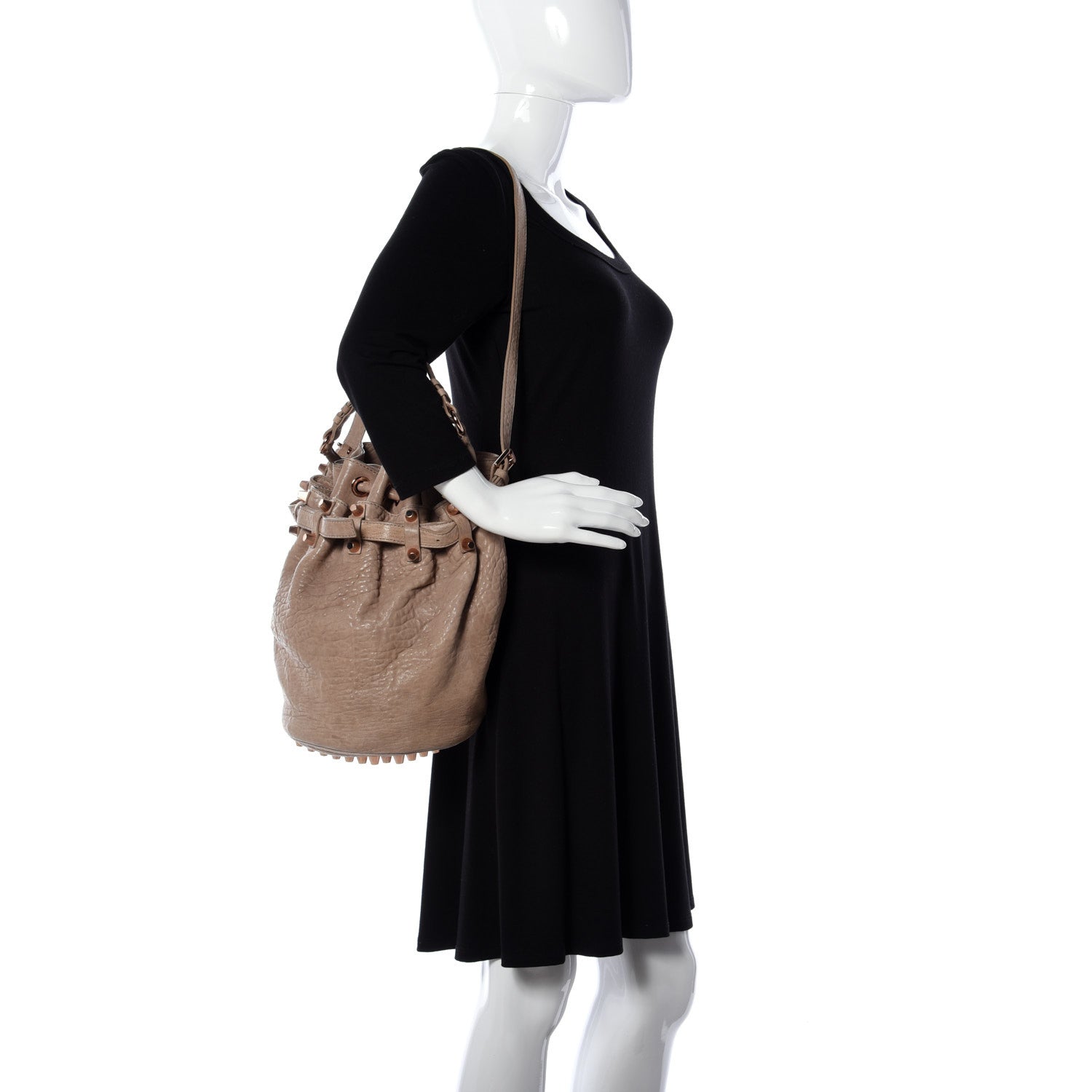 Alexander Wang Pebbled Lambskin Diego Bucket Bag Latte Rose Gold Hardware 2 of 8