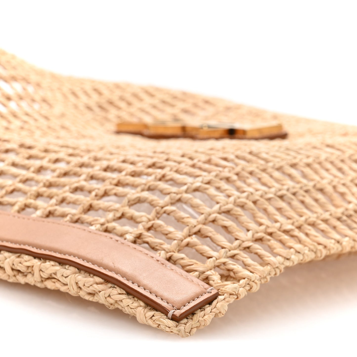Raffia Calfskin Oxalis Shoulder Bag Naturale Vintage Brown