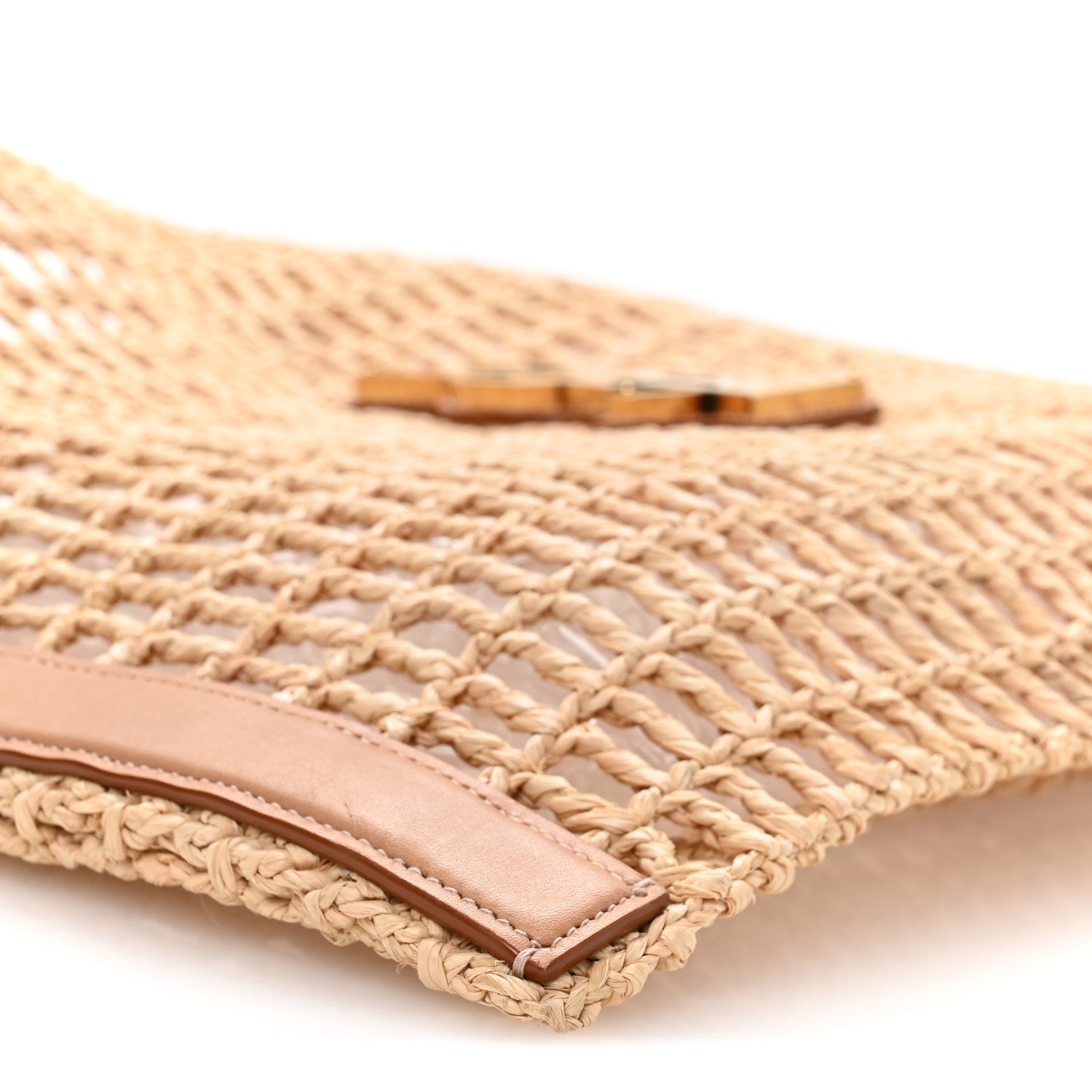 Saint Laurent Raffia Calfskin Oxalis Shoulder Bag Naturale Vintage Brown 9 of 10