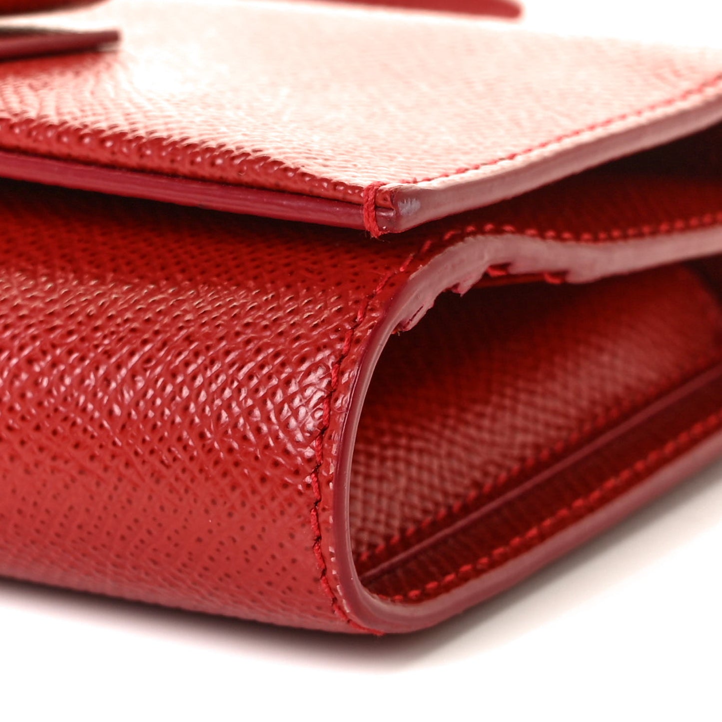 Hammered Calfskin Donna Bow Clutch Red
