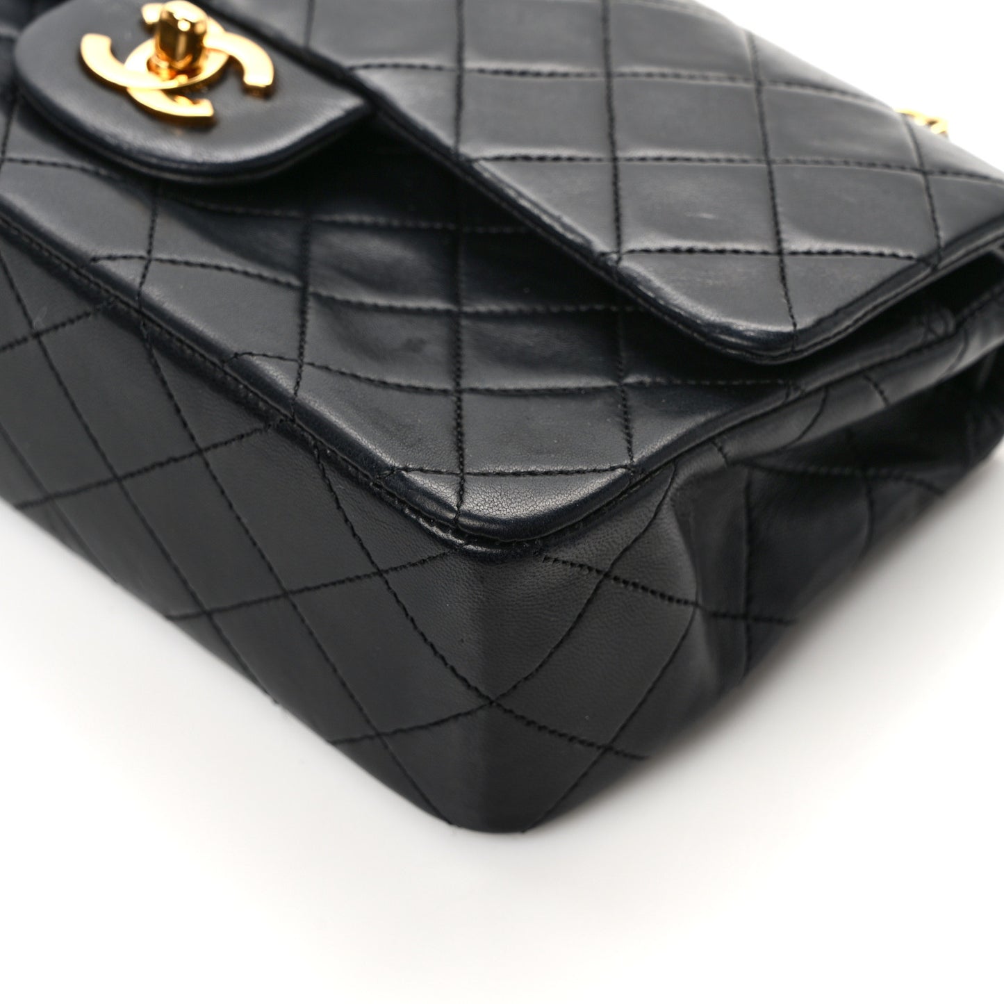Lambskin Quilted Small Double Flap Black