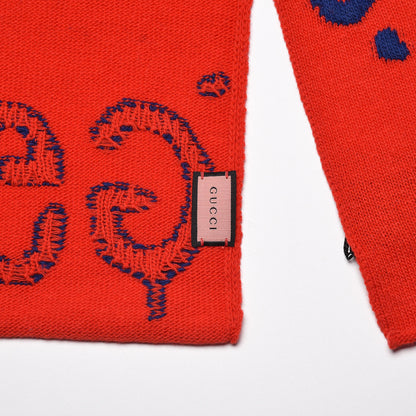 Gucci Wool Tricot GG Writers Scarf Flame Blue 4 of 5