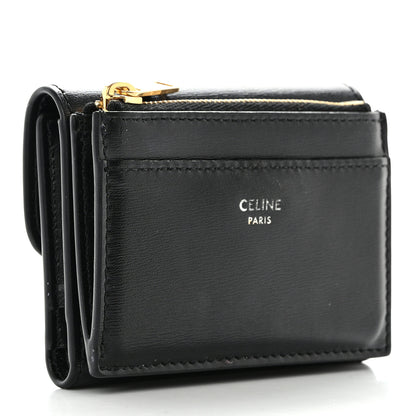 Celine Calfskin Compact Triomphe Wallet With Coin Purse Black 4 of 13