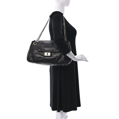 Chanel Metallic Calfskin Perforated Large Drill Accordion Flap Black 2 of 11