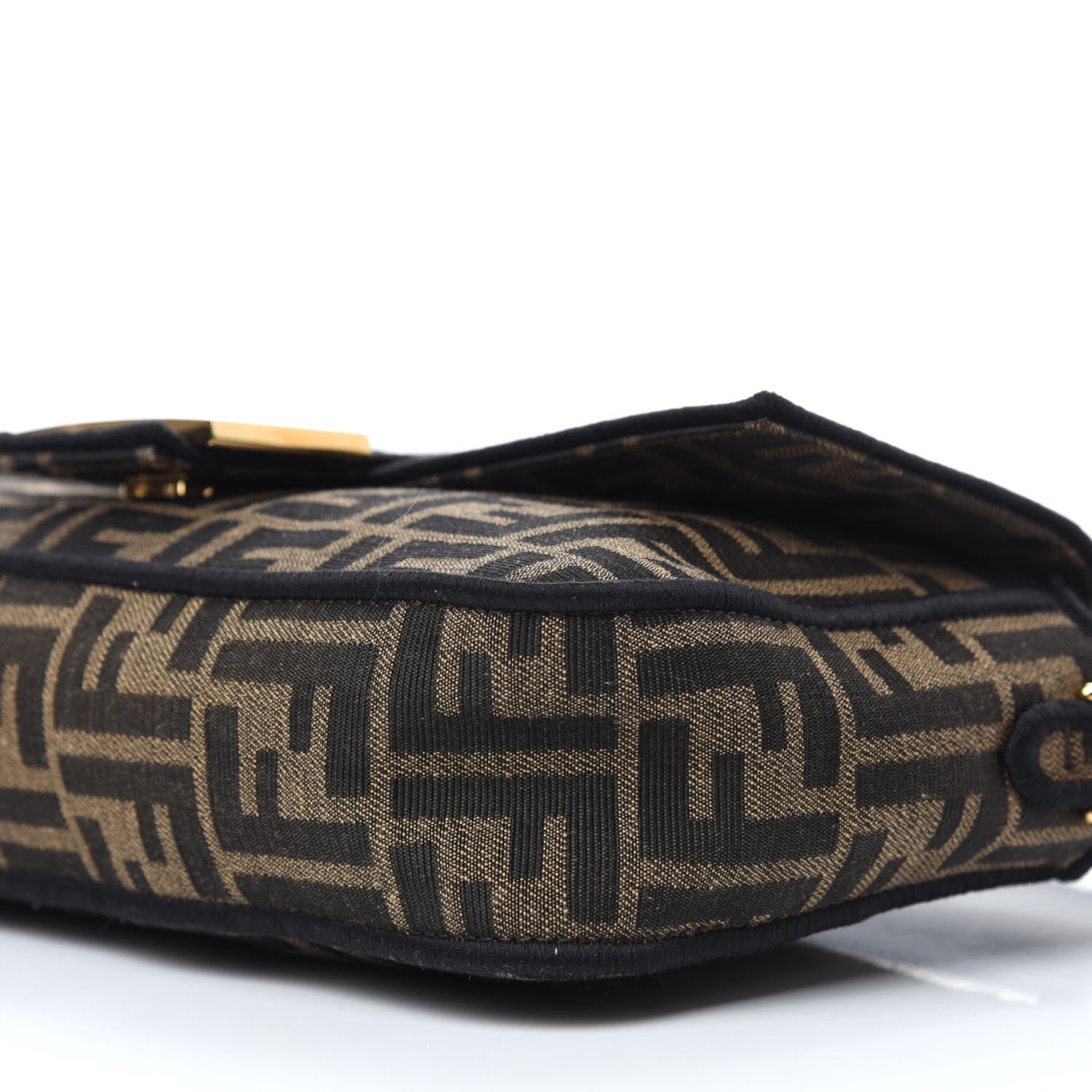 Fendi Fabric Jacquard FF 1974 Medium Baguette Tobacco Moro Black 7 of 11
