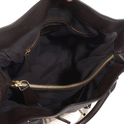 Burberry Haymarket Check Calfskin Medium Golderton Tote Chocolate 5 of 11