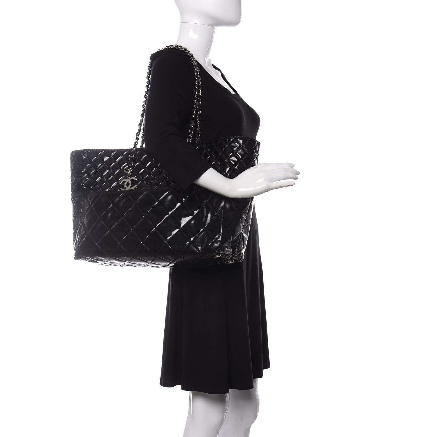 Chanel Vinyl Quilted Large In The Business Tote Black 2 of 10