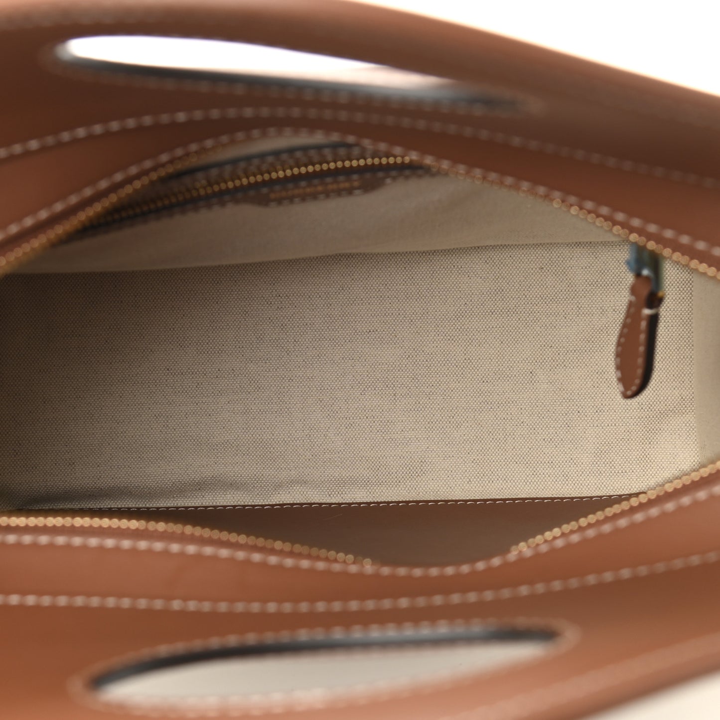 Canvas Smooth Calfskin Two Tone Small Pocket Bag Natural Malt Brown