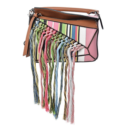 Loewe Calfskin Mini Fringe Puzzle Bag Pink Multicolor 1 of 11