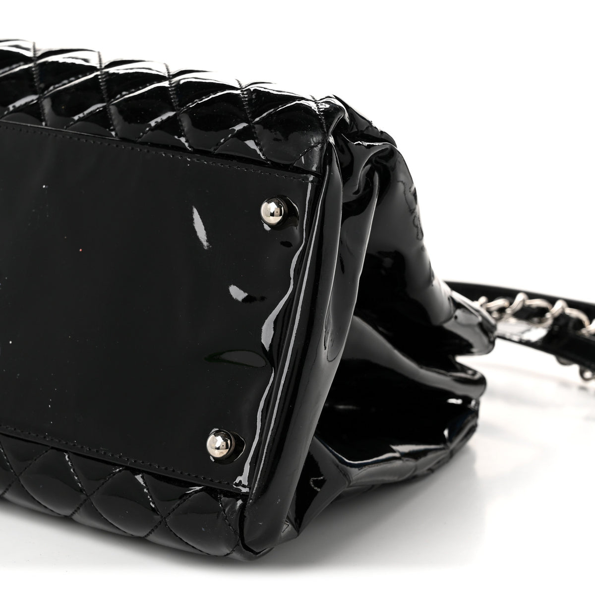 Patent Quilted Large Just Mademoiselle Bowling Bag Black