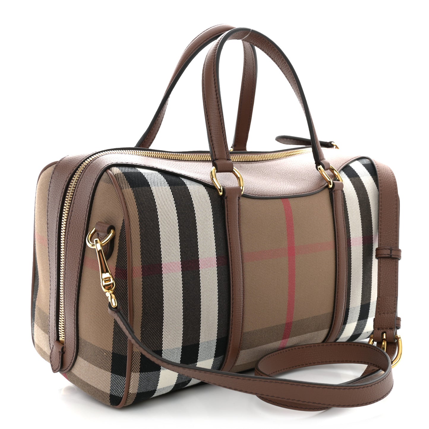 House Check Derby Calfskin Medium Alchester Bowling Bag Tan