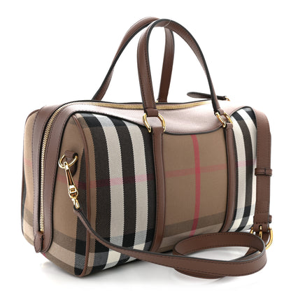 Burberry House Check Derby Calfskin Medium Alchester Bowling Bag Tan 3 of 12