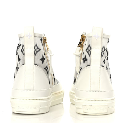 Louis Vuitton Technical Fabric Calfskin Monogram Printed Stellar Sneaker Boots 41 Blue 5 of 7