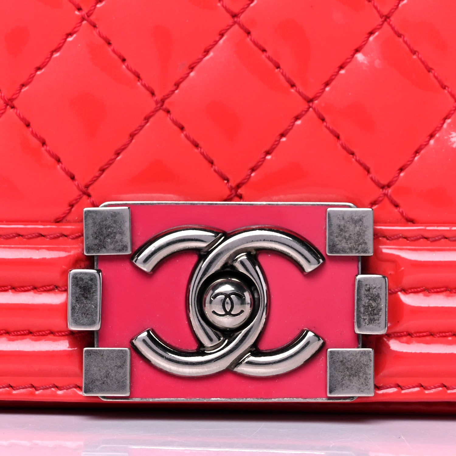 Chanel Patent Calfskin Enamel Quilted Medium Boy Flap Dark Pink 8 of 20