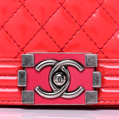 Chanel Patent Calfskin Enamel Quilted Medium Boy Flap Dark Pink 8 of 20